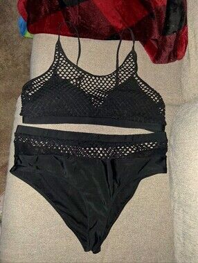 Plus Size 2 Piece Fishnet Swimsuit
